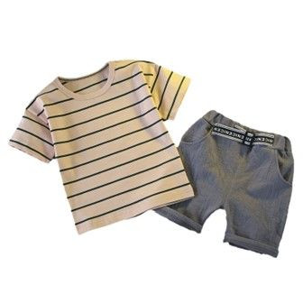 boys striped short sleeves + shorts